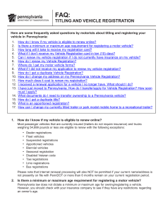 Titling and Vehicle Registration Frequently Asked