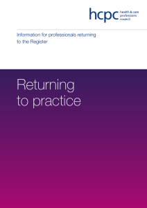 Returning to practice - Health and Care Professions Council