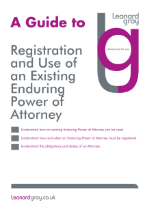 A Guide to Registration and Use of an Existing Enduring Power of