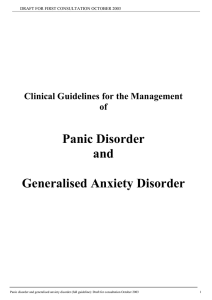 Panic Disorder Generalised Anxiety Disorder and