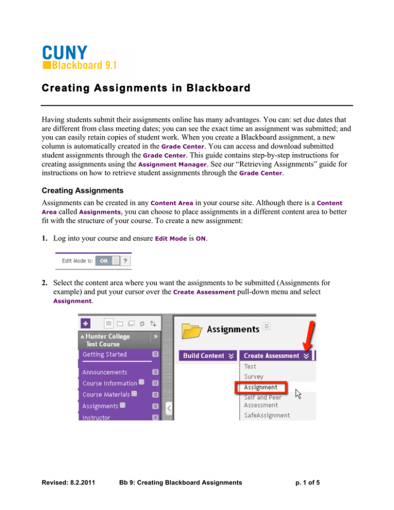 creating group assignments in blackboard