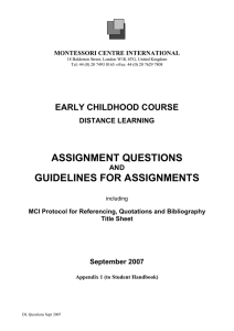 ASSIGNMENT QUESTIONS GUIDELINES FOR ASSIGNMENTS