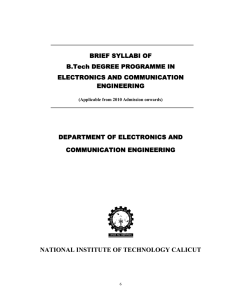 Brief Syllabus - National Institute of Technology Calicut