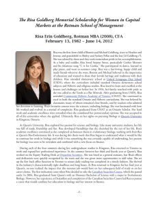 Risa Erin Goldberg, Rotman MBA (2008), CFA February 13, 1982