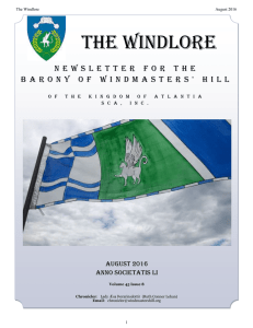 August 2016 Volume 45 Issue 8 - The Barony of Windmasters` Hill