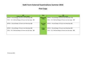 Sixth Form External Examinations Summer 2016 First Copy