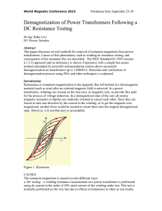 Demagnetization of Power Transformers Following a DC Resistance