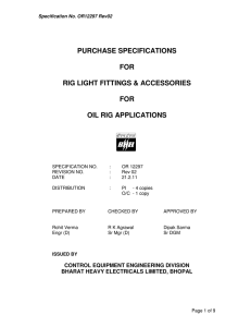 PURCHASE SPECIFICATIONS FOR RIG LIGHT FITTINGS