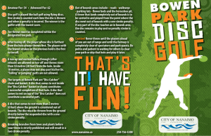 Bowen Park Disc Golf Course Map Score Card