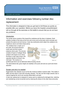 Information and exercises following lumbar disc replacement