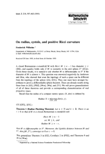 On radius, systole, and positive ricci curvature