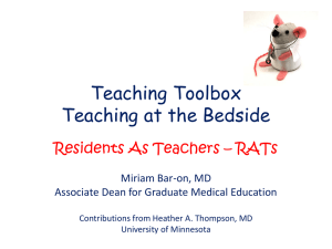 Teaching Toolbox Teaching at the Bedside