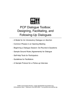 PCP Dialogue Toolbox: Designing, Facilitating, and Following