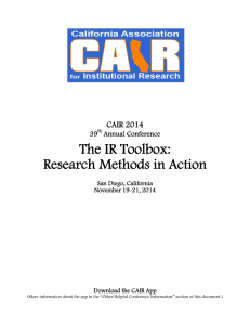 The IR Toolbox: Research Methods in Action
