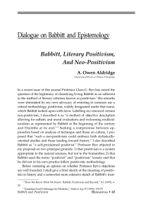 Babbitt, Literary Positivism, And Neo-Positivism