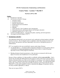 Course Notes – Lecture 7 The RCT