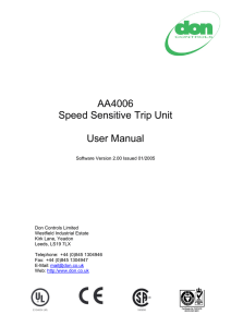 AA4006 Speed Sensitive Trip Unit User Manual