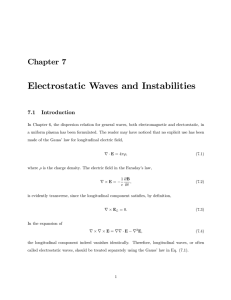 Chapter 7 Electrostatic Waves and Instabilities