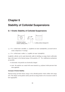 Chapter 6 Stability of Colloidal Suspensions