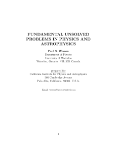 fundamental unsolved problems in physics and astrophysics