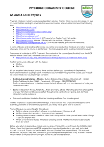 IVYBRIDGE COMMUNITY COLLEGE AS and A Level Physics