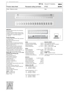 Product data sheet Recessed ceiling luminaire 66 844 ! IP 65 r