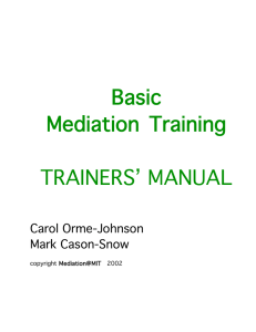 Basic Mediation Training TRAINERS` MANUAL - Campus