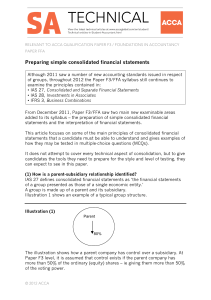 Preparing simple consolidated financial statements