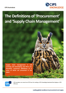 The Definitions of `Procurement` and `Supply Chain