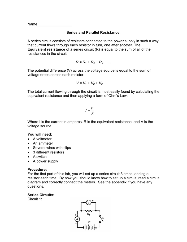 Resistance In Series And Parallel Circuits Questions Circuit Diagram