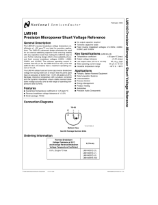 LM9140 Precision Micropower Shunt Voltage Reference