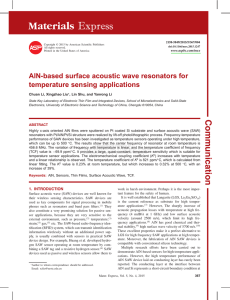 AlN-based surface acoustic wave resonators for temperature
