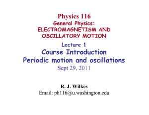 Physics 116 Course Introduction Periodic motion and oscillations