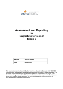Assessment and Reporting in English Extension 2 Stage 6