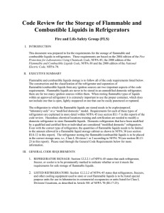 Code Review for the Storage of Flammable Liquids in Refrigerators