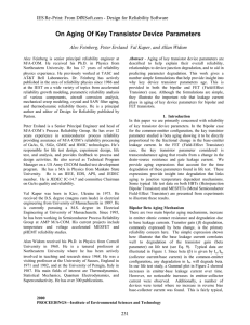 On Aging Of Key Transistor Device Parameters