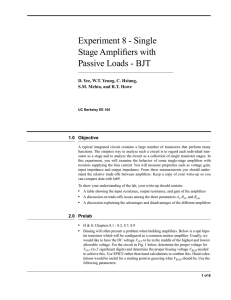 Experiment 8 - Single Stage Amplifiers with Passive Loads
