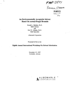 An Environmentally Acceptable Solvent Based On