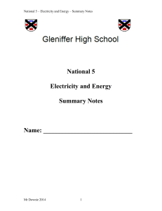 National 5 – Electricity and Energy – Summary Notes