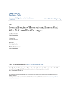 Potential Benefits of Thermoelectric Element Used - Purdue e-Pubs
