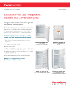 Brochure: Explosion-Proof Lab Refrigerators, Freezers and