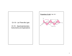 Ch 18 – Let There Be Light Ch 19 – Spectrophotometry: Instruments