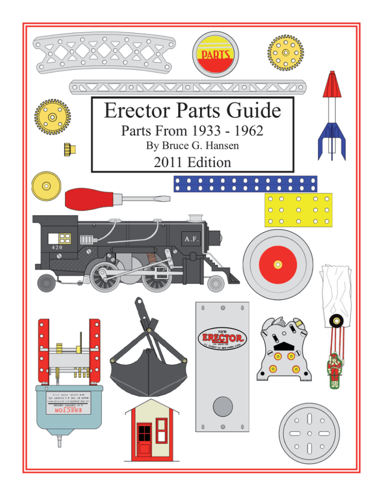 1950-61 Flag- Fast Ship-Inventory List & Parts Diagram for 7 1/2 Erector Set 