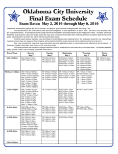 2016 Spring Final Exam Schedule