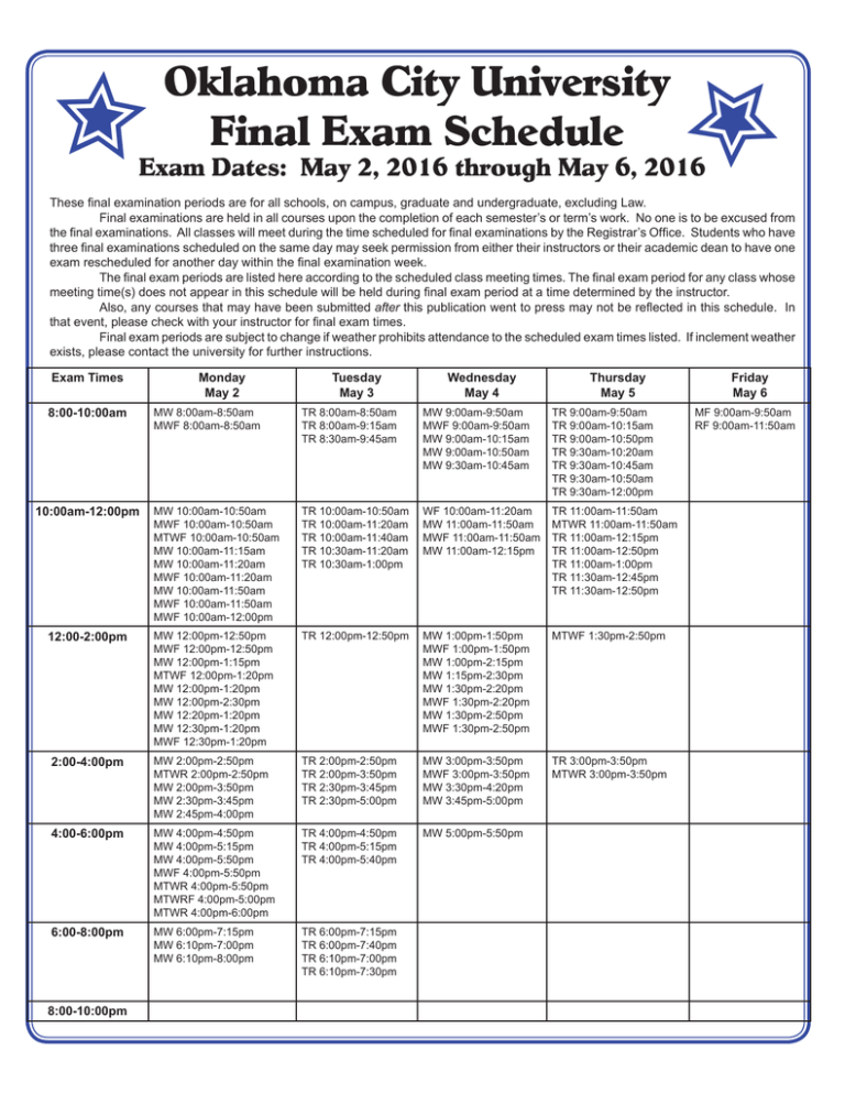 2016-spring-final-exam-schedule