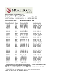 Spring 2016 Final Exam Schedule