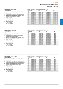 Miniature circuit breakers Ratings 1 to 63A