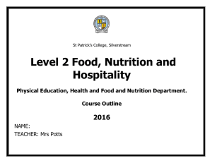 Level 2 Food, Nutrition and Hospitality - Stream School