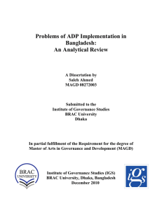 Problems of ADP Implementation in Bangladesh