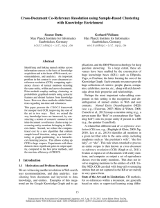 Cross-Document Co-Reference Resolution using Sample